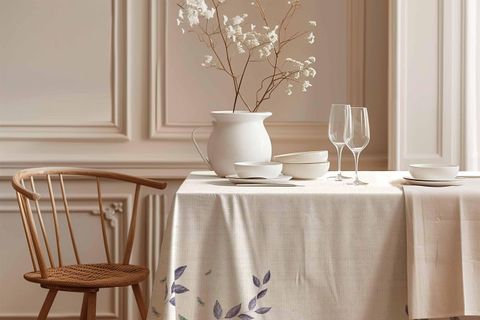 LAVANTA YAPRAKLARI PAMUK MASA ÖRTÜSÜ, 150X250 CM