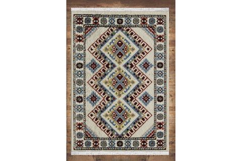 ELSE TURKUAZ SARI KREM ANADOLU VİNTAGE SAÇAKLI BOHEM KİLİM HALI 50X80