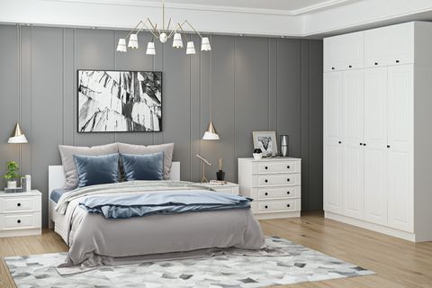 KALE190 YATAK ODASI TAKIMI, BEYAZ MEBRAN, 4 KAPAKLI, SET 74