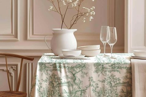 YEŞİL PANORAMA PAMUK MASA ÖRTÜSÜ, 100X100 CM