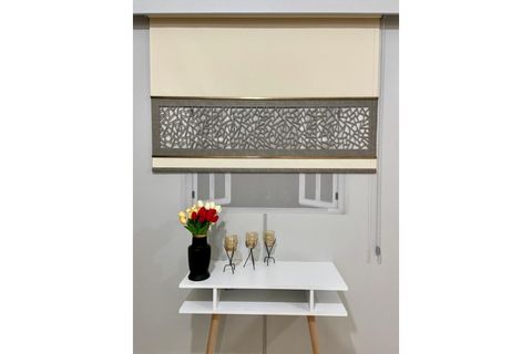 ÇİFT RENK LAZER KESİM BRONZ ÇITALI STOR PERDE, KREM, DSG-VDM03, 210X260