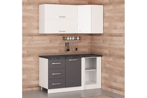 MİNAR 150CM KÖŞE MUTFAK DOLABI BEYAZ ANTRASİT K150A4