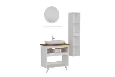 NİKA BANYO DOLABI AY2K1Ç129, BEYAZ ANTRASİT, 85 CM