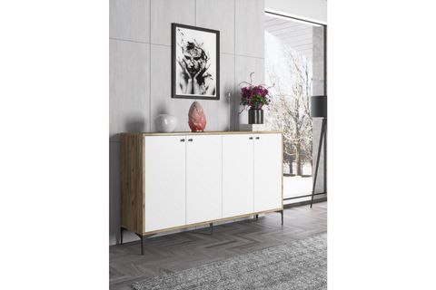 HESTİA KONSOLİ 4 KAPAKLI, ATLANTİK ÇAM BEYAZ, 160 CM