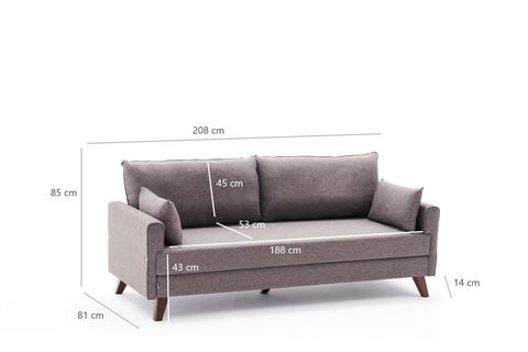 BELLA SOFT YATAKLI ÜÇLÜ KOLTUK, KAHVE