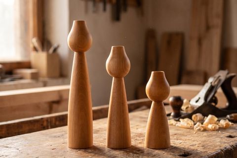 KATRE KAYIN AHŞAP ÜÇLÜ ŞAMDAN SETİ, 15-20-25 CM