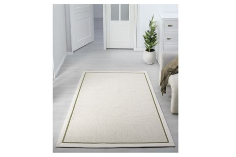 ÇİFT BORDÜRLÜ HASIR DOKULU SİSAL SALON MAKİNE HALISI, KREM, 120X600, 664, YEŞİL KREM