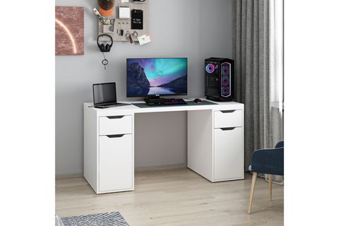 ALEN ÇALIŞMA MASASI, BEYAZ, 2 ÇEKMECELİ, 150 CM