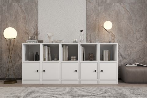 LEKSA 5 KAPAKLI RAFLI KİTAPLIK 160 CM BEYAZ KTP-1175-Ç