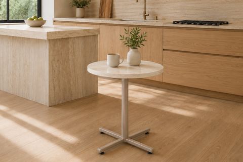 PAYAS METAL AYAK MUTFAK BAHÇE BALKON BİSTRO VE CAFE MASASI, 70X70 CM, BEJ VİZON