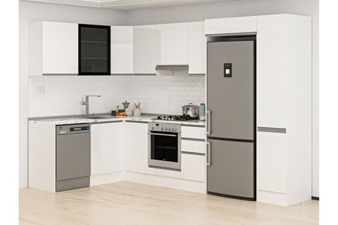 ALVİNKA 180 330X222 CM HG_J KÖŞE MUTFAK DOLABI, BEYAZ MDF