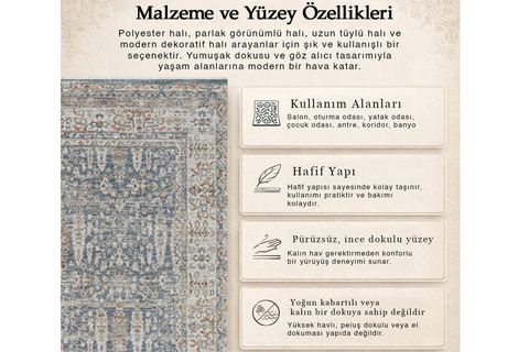 PERUS ANTİBAKTERİYEL DOKUMA HALI, MAVİ 10207 160X230 CM