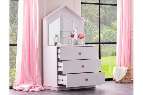 ÇEŞME MONTESSORİ ÇOCUK ODASI TAKIMI, PEMBE, 3 KAPAKLI