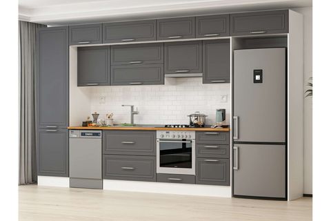 ALVİNKA 390X240 CM KLASİK MEBRAN MUTFAK DOLABI, MBB E80B60S50 1 MEBRAN ANTRASİT SUNTALAM