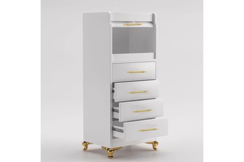 NESE MUTFAK EKMEKLİK KİLER DOLABI, BEYAZ GOLD, 4 ÇEKMECELİ