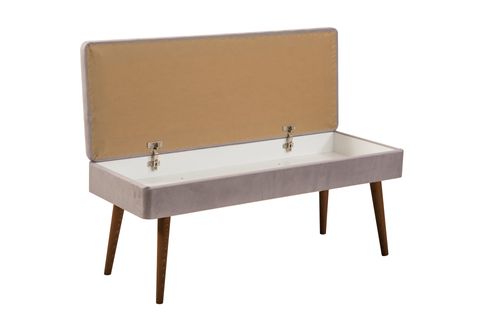 VİNA KUMAŞLI SANDIKLI BENCH, CEVİZ GRİ