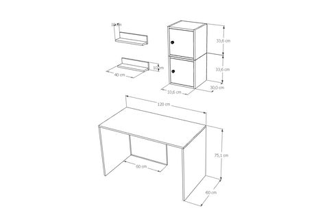 MAKSİMALİST ÇALIŞMA MASASI, 2 KAPAKLI DUVAR RAFLI