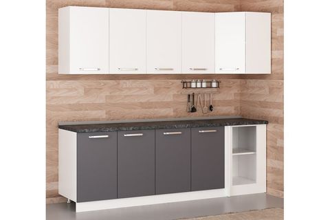 MİNAR 240CM KÖŞE MUTFAK DOLABI BEYAZ ANTRASİT K240A1