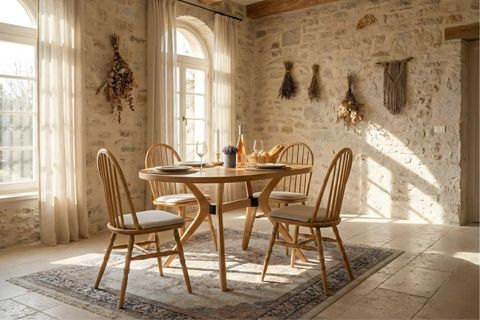 VİSTA OVAL NATURAL AHŞAP MASA TAKIMI, 80X130 CM