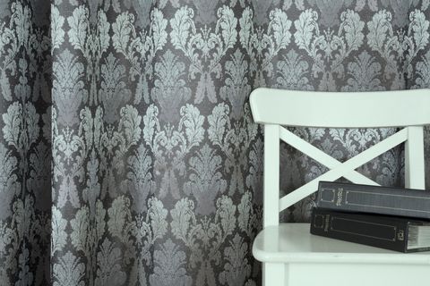 MASSARELLİ KLASİK DAMASK DESEN SEYREK PİLE FON PERDE, ANTRASİT GÜMÜŞ, 150X260