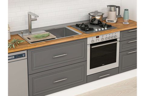 ALVİNKA 385X240 CM KLASİK MEBRAN MUTFAK DOLABI, MBB E90B45S50 1 MEBRAN ANTRASİT SUNTALAM