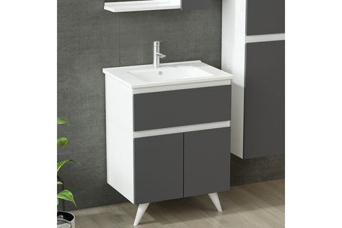 NİKA BANYO DOLABI AY2K1Ç123, BEYAZ ANTRASİT, 65 CM