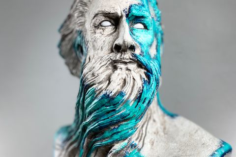 POSEIDON BLUE CORAL POP ART DEKORATİF ROMA YUNAN HEYKELLERİ