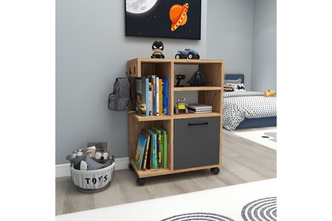 REBUSA TEKERLEKLİ ÇOK AMAÇLI MUTFAK BANYO DOLABI VE AYAKKABILIK, ATLANTİK ÇAM ANTRASİT