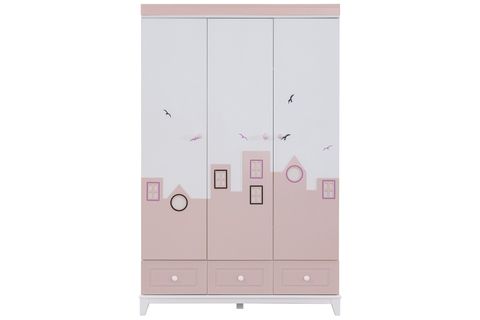 CİTY GARDIROP, PEMBE, 3 KAPAKLI