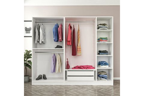 MİNAR KALE 5 KAPAKLI 3 AYNALI 2 ÇEKMECELİ DOLAP BEYAZ ANTRASİT 210CM