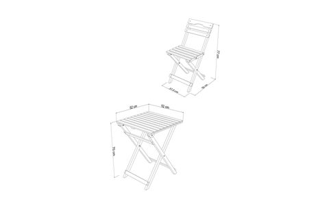 BALKON BAHÇE MUTFAK AHŞAP KATLANIR BİSTRO SET 2 SANDALYE 1 MASA