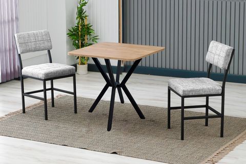 NOVA MUTFAK MASA TAKIMI, 2 SANDALYE, CEVİZ, 70X70 CM, GRİ