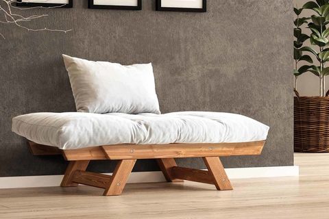 WOODESK ADALAR MASİF AHŞAP BERJER, TİK-KIRIK BEYAZ RENK, CPT8151-140