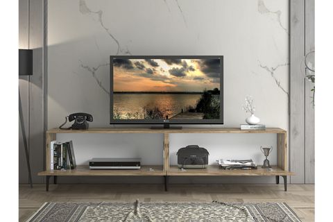 WOOD N LOVE VEGA PREMIUM TV ÜNİTESİ, METAL AYAKLI, ATLANTİK ÇAM, 200 CM