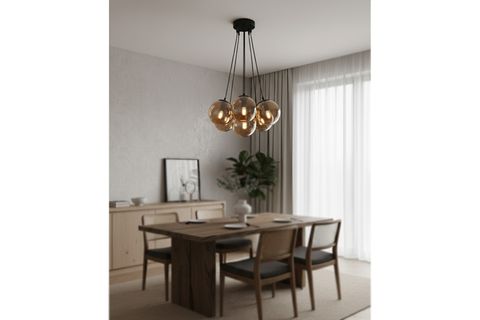 GLASS WORLD AVİZE, SİYAH BAL, ALTILI