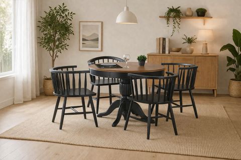 RUSTİK BABA AYAK MASA OMURGA SANDALYE, ANTRASİT, 110X110