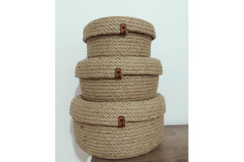 HASIR SEPET TAKIMI KAPAKLI, 3 ADET, 25X20X15