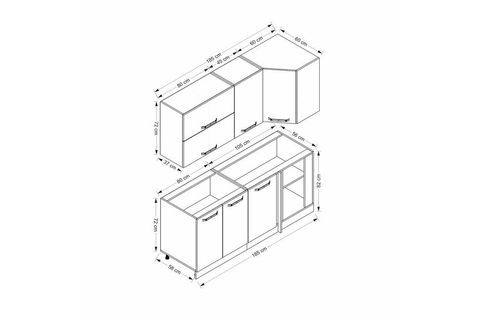 MİNAR 185CM KÖŞE MUTFAK DOLABI BEYAZ DORE K185D3