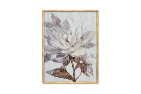 ALTIN ÇERÇEVELİ SİNGLE FLOWER YAĞLI BOYA DOKULU TABLO, 100X150