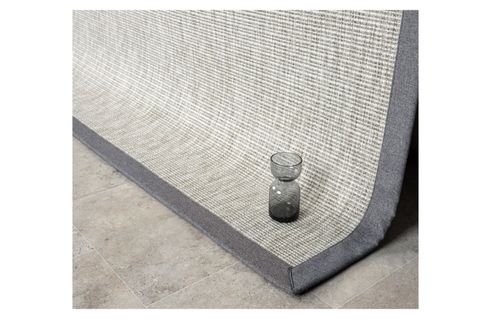 BORDÜRLÜ HASIR DOKULU SİSAL MAKİNE HALISI, GRİ, 120X170