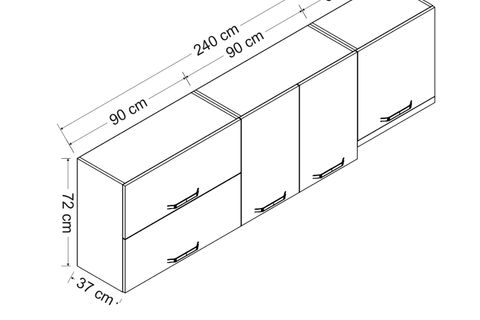 MİNAR 240 CM MUTFAK DOLABI BEYAZ 240-B5-ÜST MODÜL