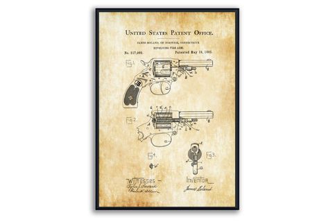 AHŞAP ÇERÇEVELİ VİNTAGE TABLO SETİ, GUNS 2, 50X70