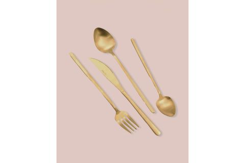THE MİA GİALLO ÇATAL KAŞIK BIÇAK TAKIMI MAT GOLD 24 PARÇA