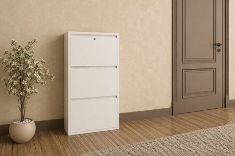 FLEX ÜÇLÜ KİLİTLENEBİLİR METAL AYAKKABILIK, KIRIK BEYAZ