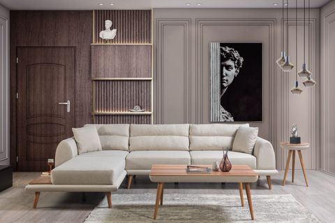 DEKOR KÖŞE KOLTUK, KREM, SOL KÖŞE