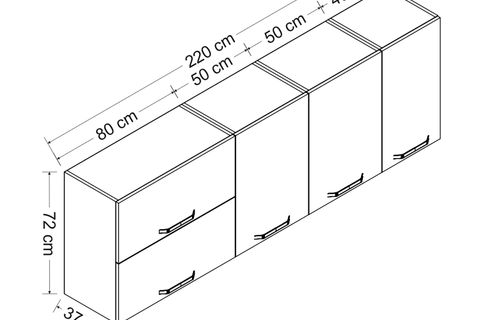 MİNAR 220 CM MUTFAK DOLABI BEYAZ 220-B2-ÜST MODÜL