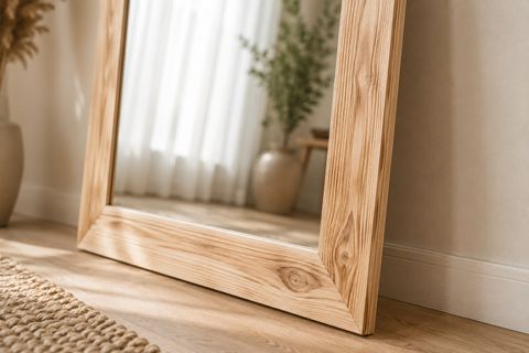 DFN WOOD DOĞAL AHŞAP DİKDÖRTGEN BOY AYNASI, 160X60