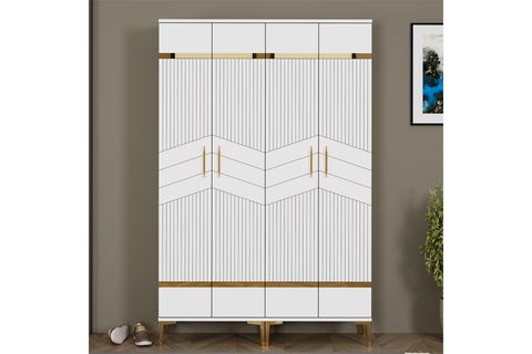 GAVİN AC PORTMANTO VESTİYER AYAKKABILIK, BEYAZ ALTIN