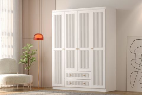 NORRY GARDIROP, 4 KAPAK 2 ÇEKMECE, 210 CM