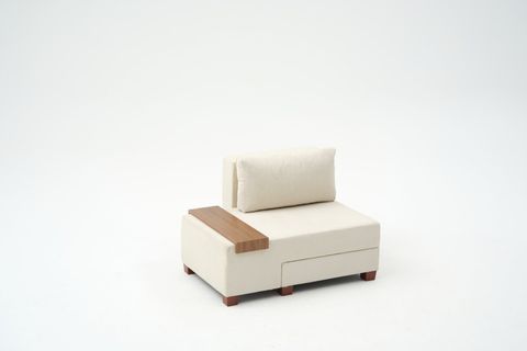 PERENNA YATAKLI TEKLİ KOLTUK, ŞÖNİL, KREM, SOL